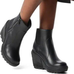 NEW Sorel Ona Ave Zip Wedge Boots Waterproof Leather For Women in black 1025 7s3